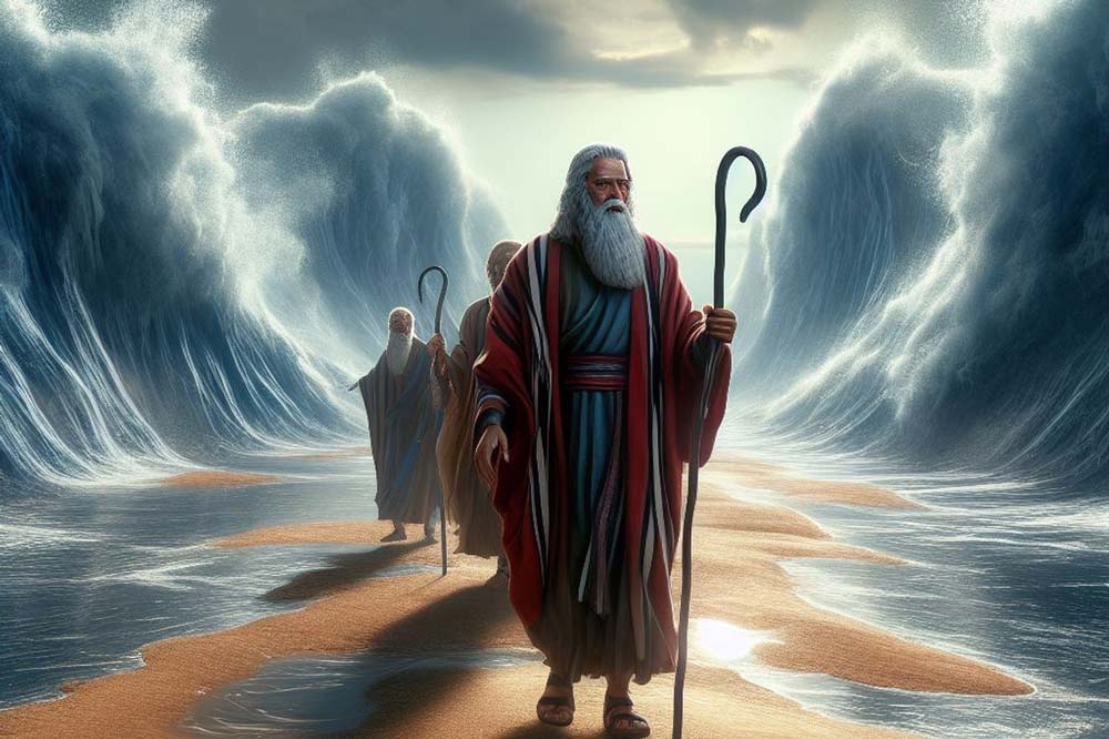 Noah teilt das Meer - Illustration - Bibel-Quiz - Magazin SCHULE